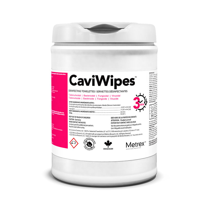 CaviWipes Surface Disinfectant Wipes 3 Minute Regular 6" x 6.75" 160/tub Questions & Answers