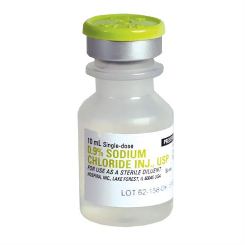 Saline Sodium Chloride 0.9% 10ml Vial - Non-Returnable, EACH Questions & Answers