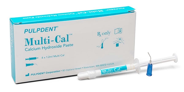 Pulpdent Multi-Cal Calcium Hydroxide Paste Kit 4 x 1.2mL Syringes and 8 Applicator Tips Questions & Answers