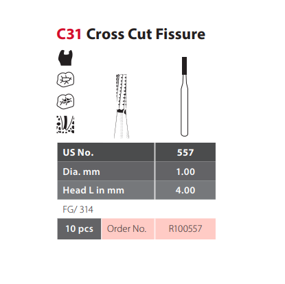 Coltene Alpen FG Carbide Burs C31 Cross Cut Fissure, 10/package Questions & Answers